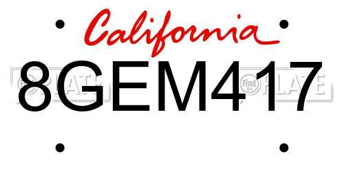 8GEM417 California License Plate