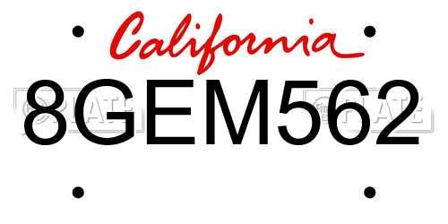 8GEM562 California License Plate