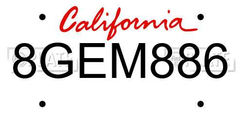 8GEM886 California License Plate