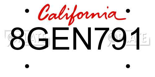 8GEN791 California License Plate