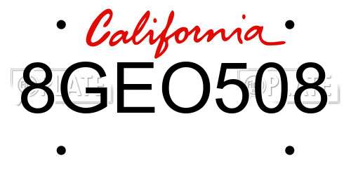 8GEO508 California License Plate