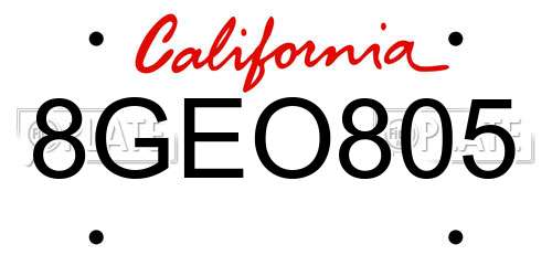 8GEO805 California License Plate