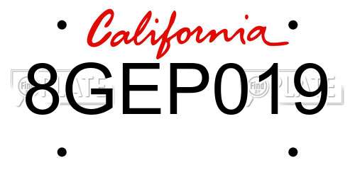 8GEP019 California License Plate