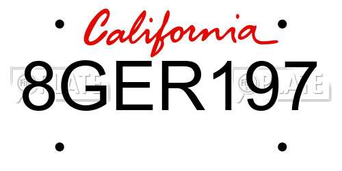 8GER197 California License Plate