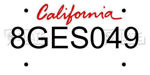 8GES049 California License Plate
