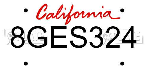 8GES324 California License Plate