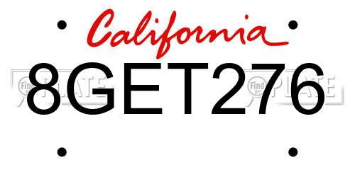8GET276 California License Plate