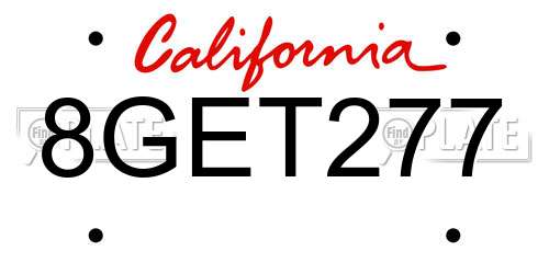 8GET277 California License Plate
