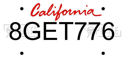 8GET776 California License Plate