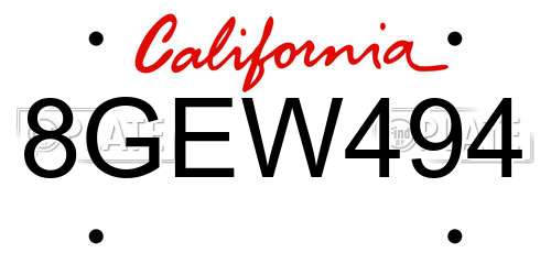 8GEW494 California License Plate