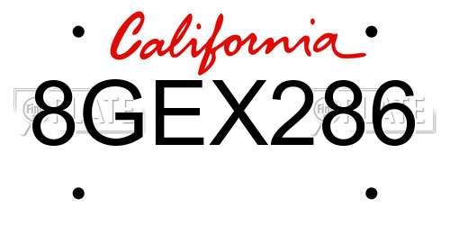 8GEX286 California License Plate