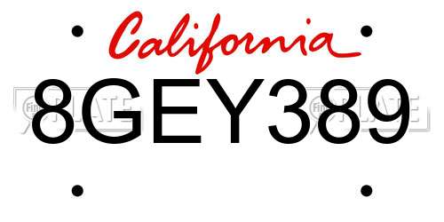 8GEY389 California License Plate