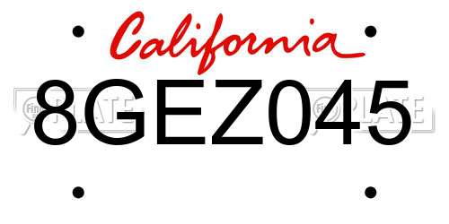 8GEZ045 California License Plate