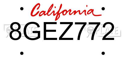 8GEZ772 California License Plate