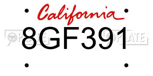8GF391 California License Plate