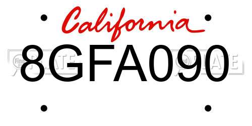 8GFA090 California License Plate