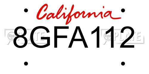 8GFA112 California License Plate