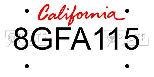 8GFA115 California License Plate