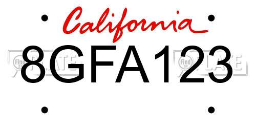 8GFA123 California License Plate