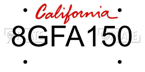 8GFA150 California License Plate