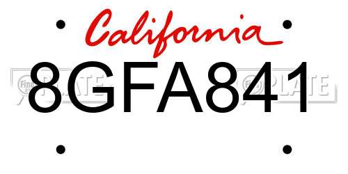 8GFA841 California License Plate