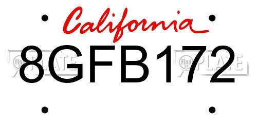 8GFB172 California License Plate