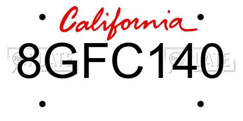 8GFC140 California License Plate