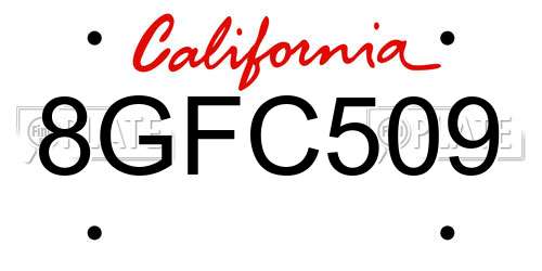8GFC509 California License Plate