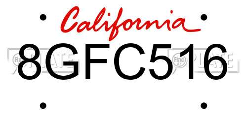 8GFC516 California License Plate