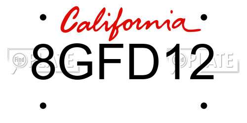 8GFD12 California License Plate