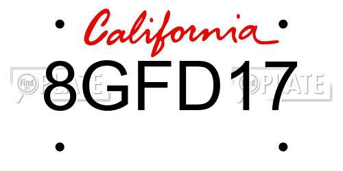 8GFD17 California License Plate