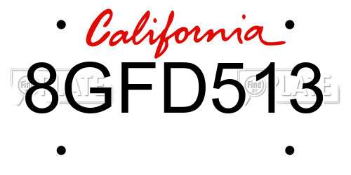 8GFD513 California License Plate