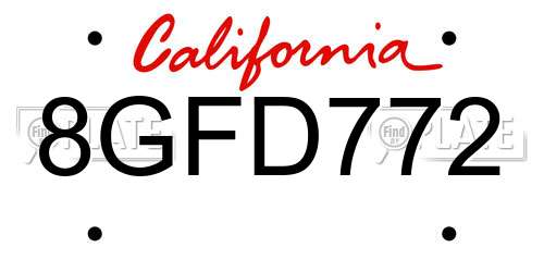 8GFD772 California License Plate