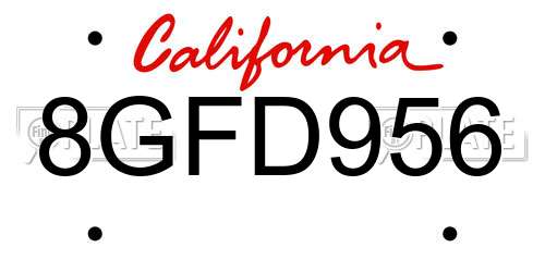 8GFD956 California License Plate