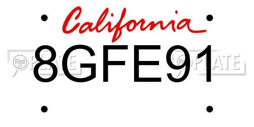 8GFE91 California License Plate