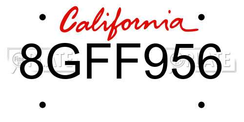 8GFF956 California License Plate