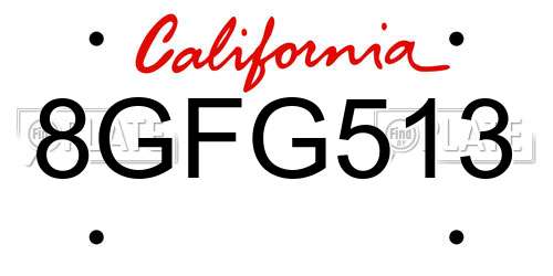8GFG513 California License Plate