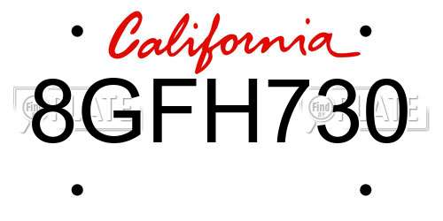 8GFH730 California License Plate