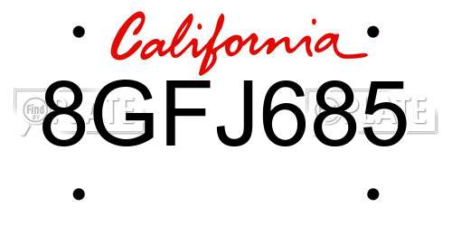 8GFJ685 California License Plate