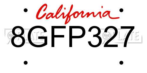 8GFP327 California License Plate