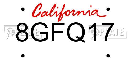 8GFQ17 California License Plate