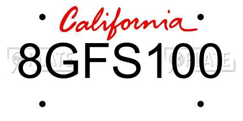 8GFS100 California License Plate