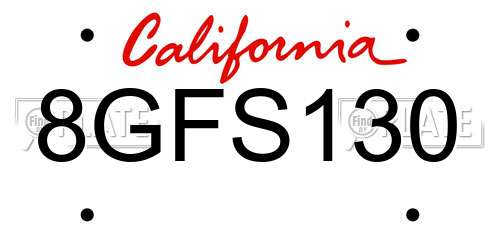 8GFS130 California License Plate