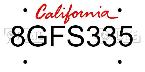 8GFS335 California License Plate
