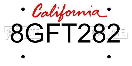 8GFT282 California License Plate