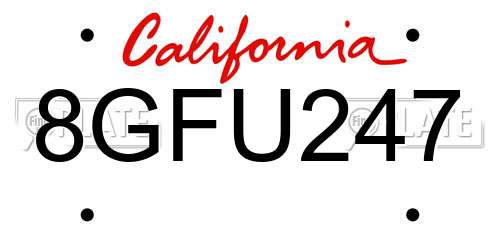 8GFU247 California License Plate