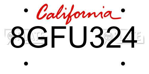 8GFU324 California License Plate