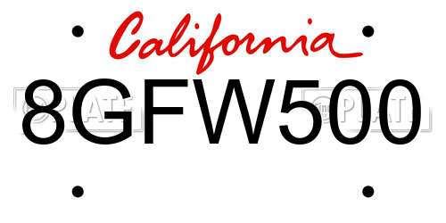 8GFW500 California License Plate
