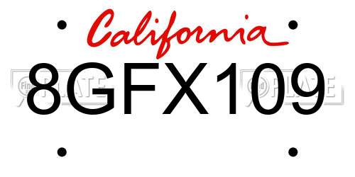 8GFX109 California License Plate
