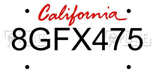 8GFX475 California License Plate